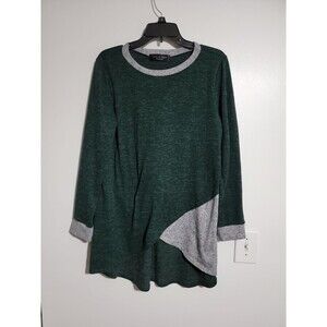 Love Kuza Green Gray Asymmetrical Sweater Size L color block